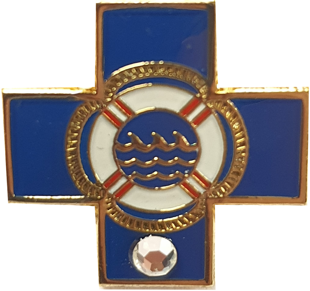 Blaues Kreuz Miniatur mit Diamant